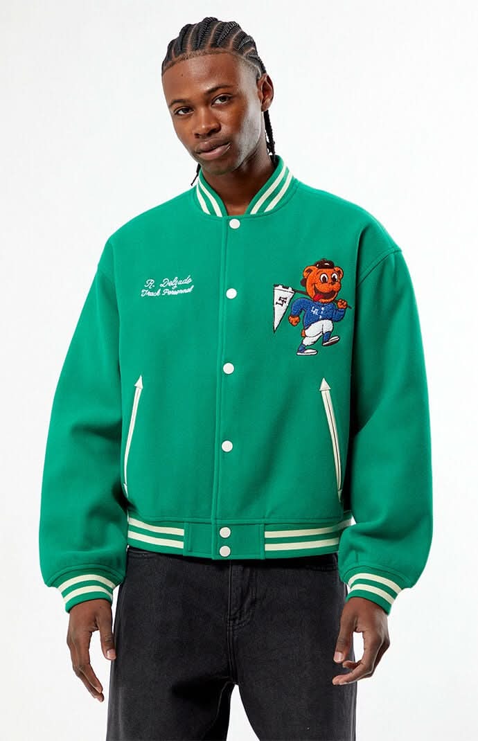 Men's Track Varsity Jacket Green M