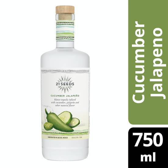 21 Seeds Cucumber Jalapeno White Tequila Liquor (750 ml)