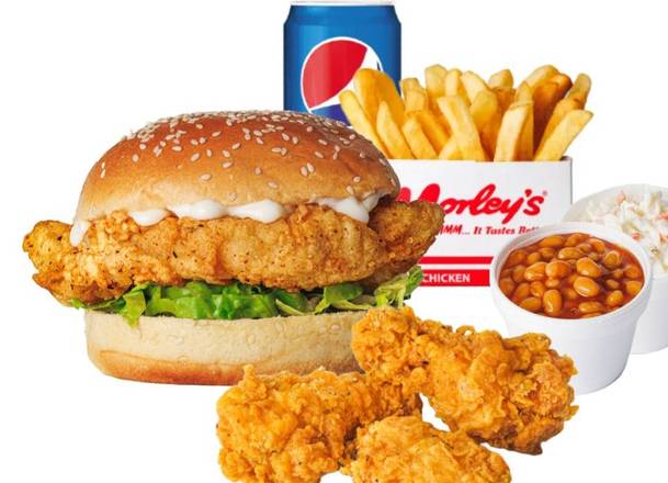 (14) Morley's Burger wings box meal