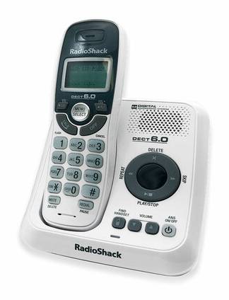RadioShack · Teléfono inalámbrico blanco