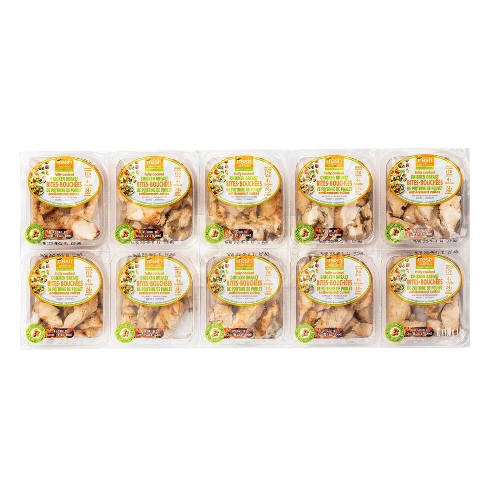 Fresh Addition Fully Cooked Chicken Breast Bites, 10 X 100 G