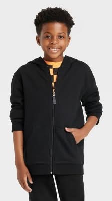 Cat & Jack Boys' Fleece Zip-Up Sweatshirt, S, Black