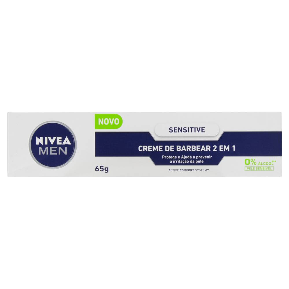 Nivea creme barbear 2 em 1 men sensitive (65g)