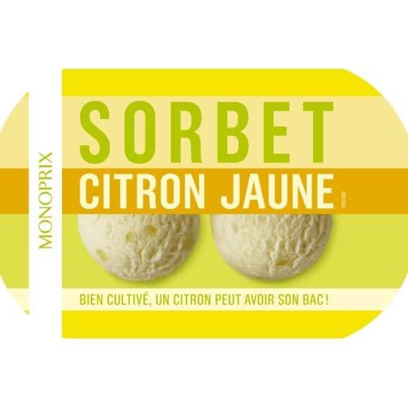 Monoprix Sorbet Citron Jaune Le Pot De 606G