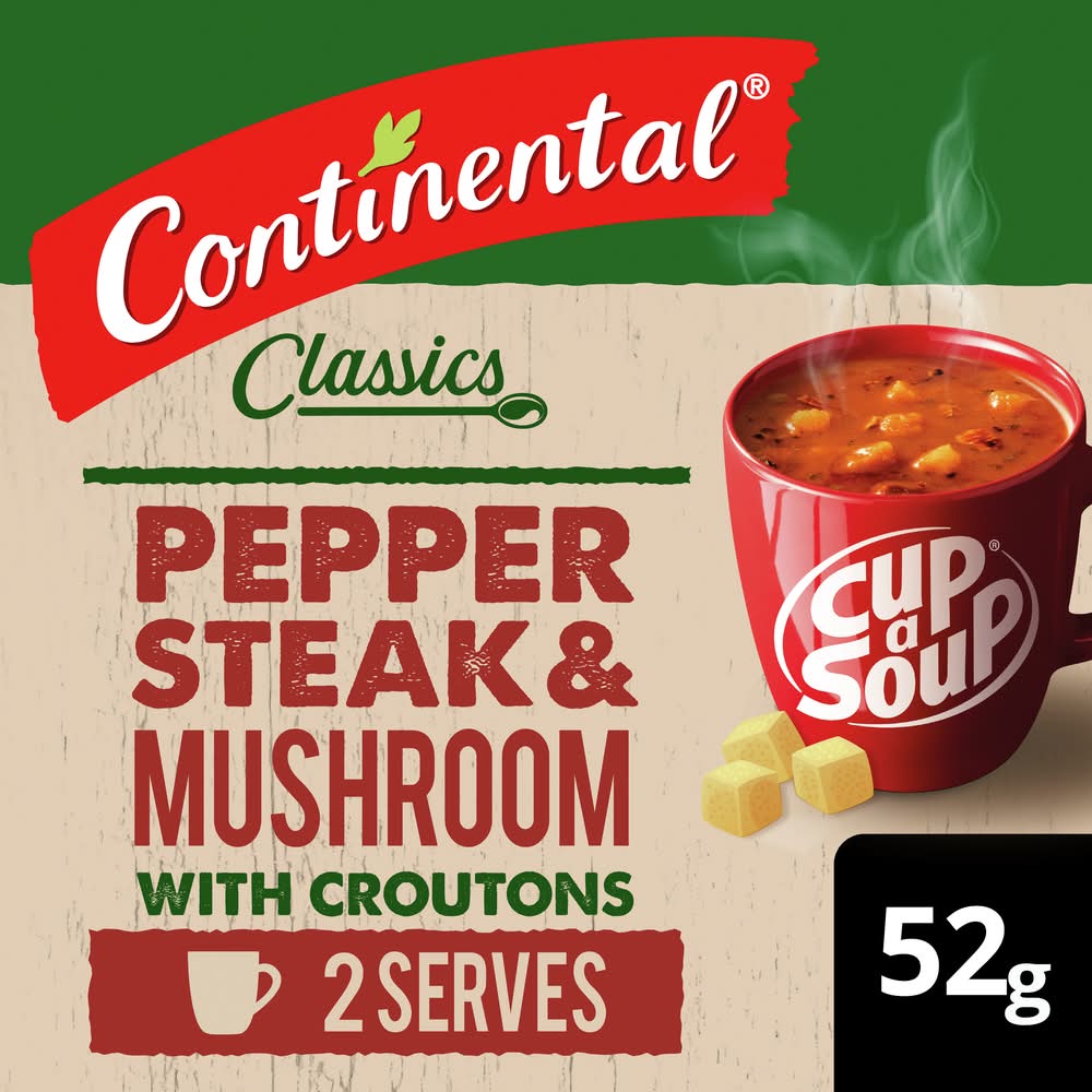 Continental Classics Cup a Soup Mix With Croutons, Pepper Steak & Mushroom (52g)