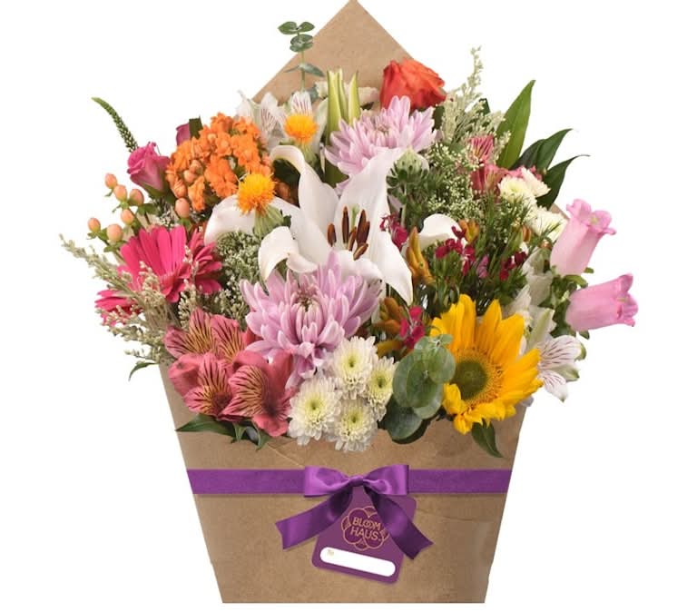 Bloom Haus Majestic Bouquet With White Pink & Purple Flowers (38 ct)
