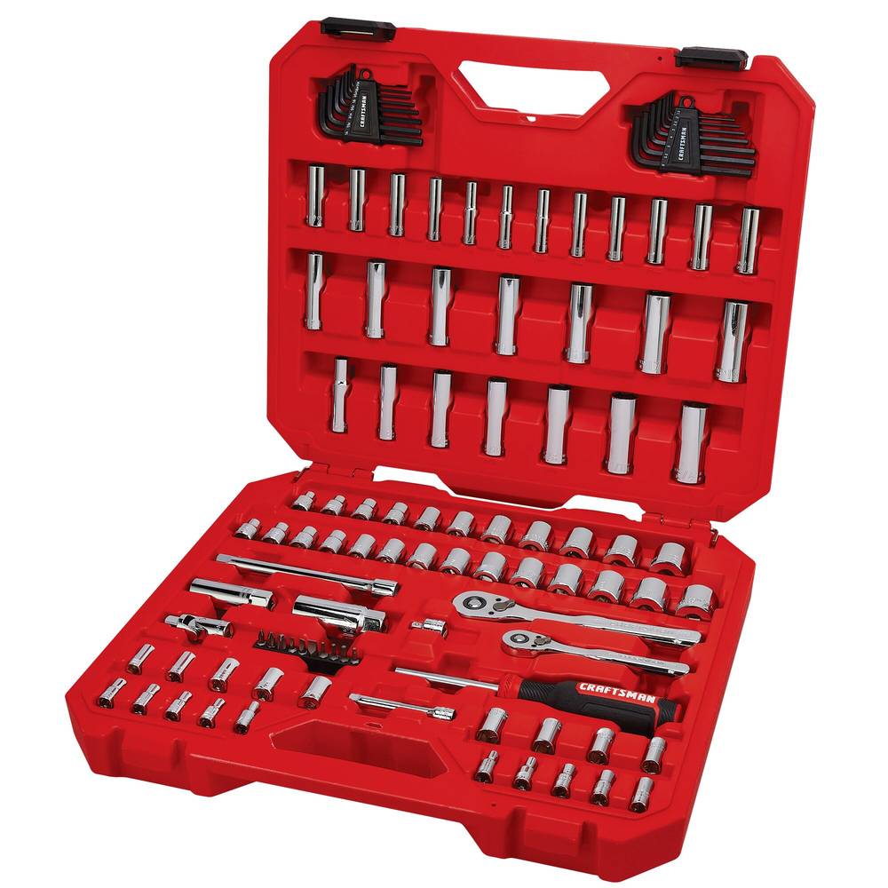 CRAFTSMAN 105-Piece Standard (SAE) and Metric Polished Chrome Mechanics Tool Set with Hard Case | CMMT12123L