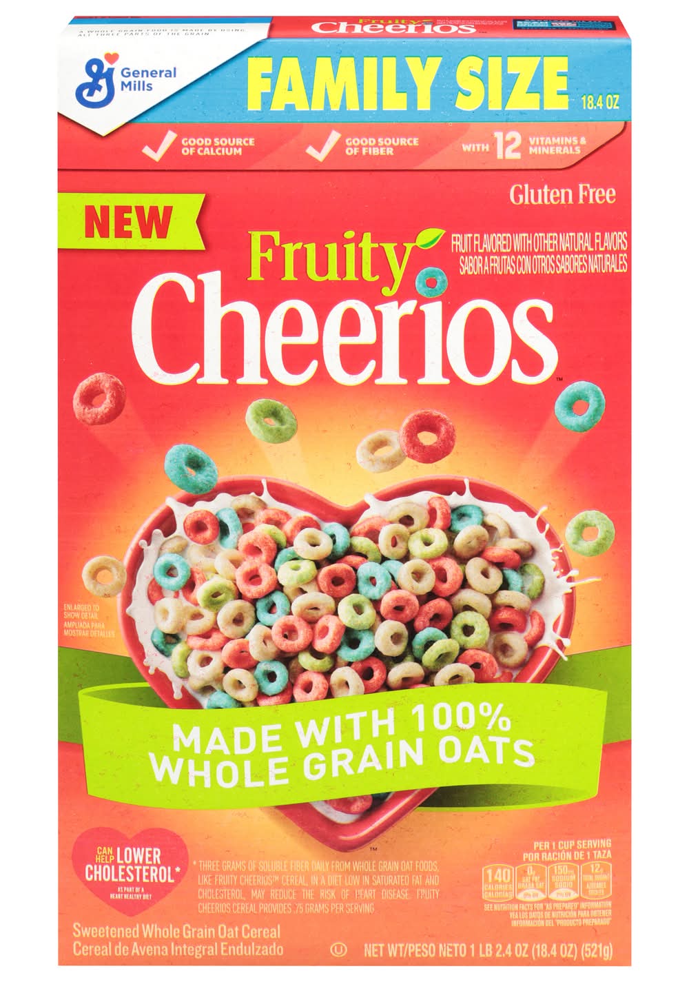 Cheerios Family Size Oats, Fruity (18.4 oz)