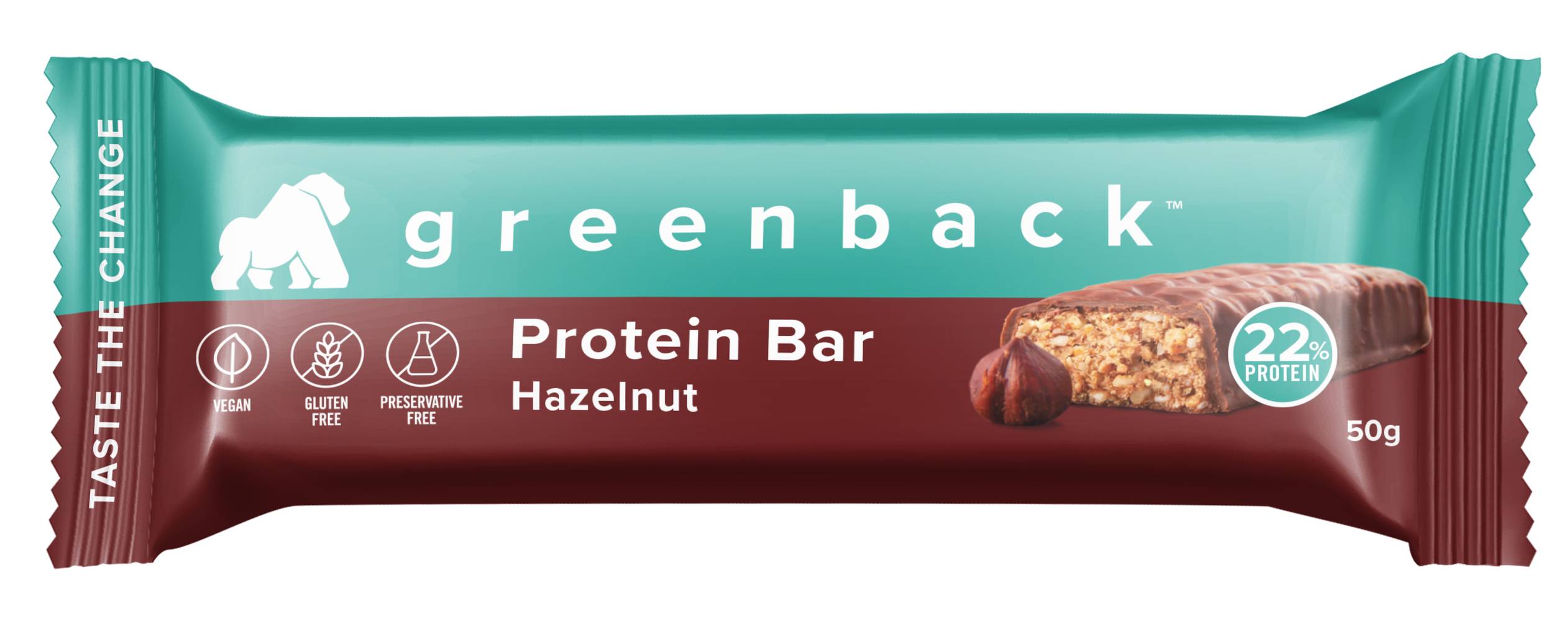 Greenback Plant Protein Bar, Hazelnut (50g)