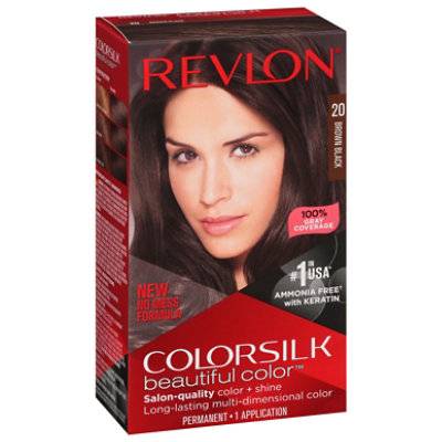 Revlon Colorsilk Beautiful Permanent Hair Color, Brown Black 20 (4 ct)