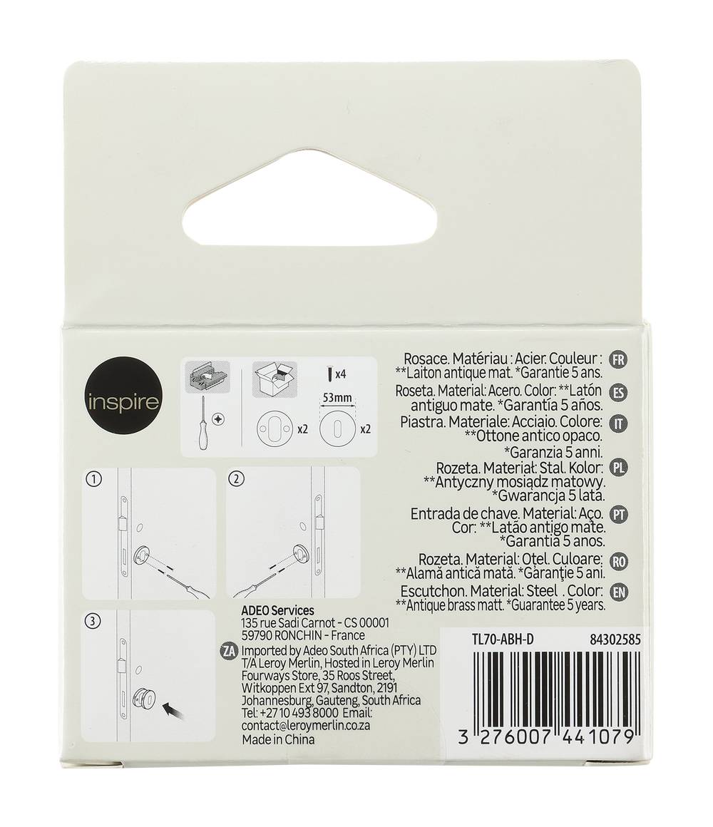 Entrada de chave roseta aço latão envelhecido Inspire Agathe