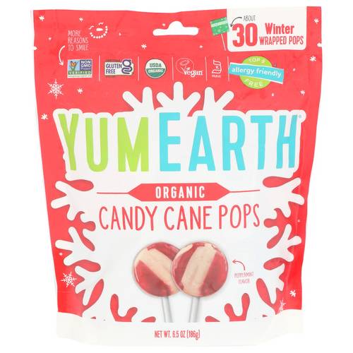 Yum Earth Organic Candy Cane Pops 30 Count