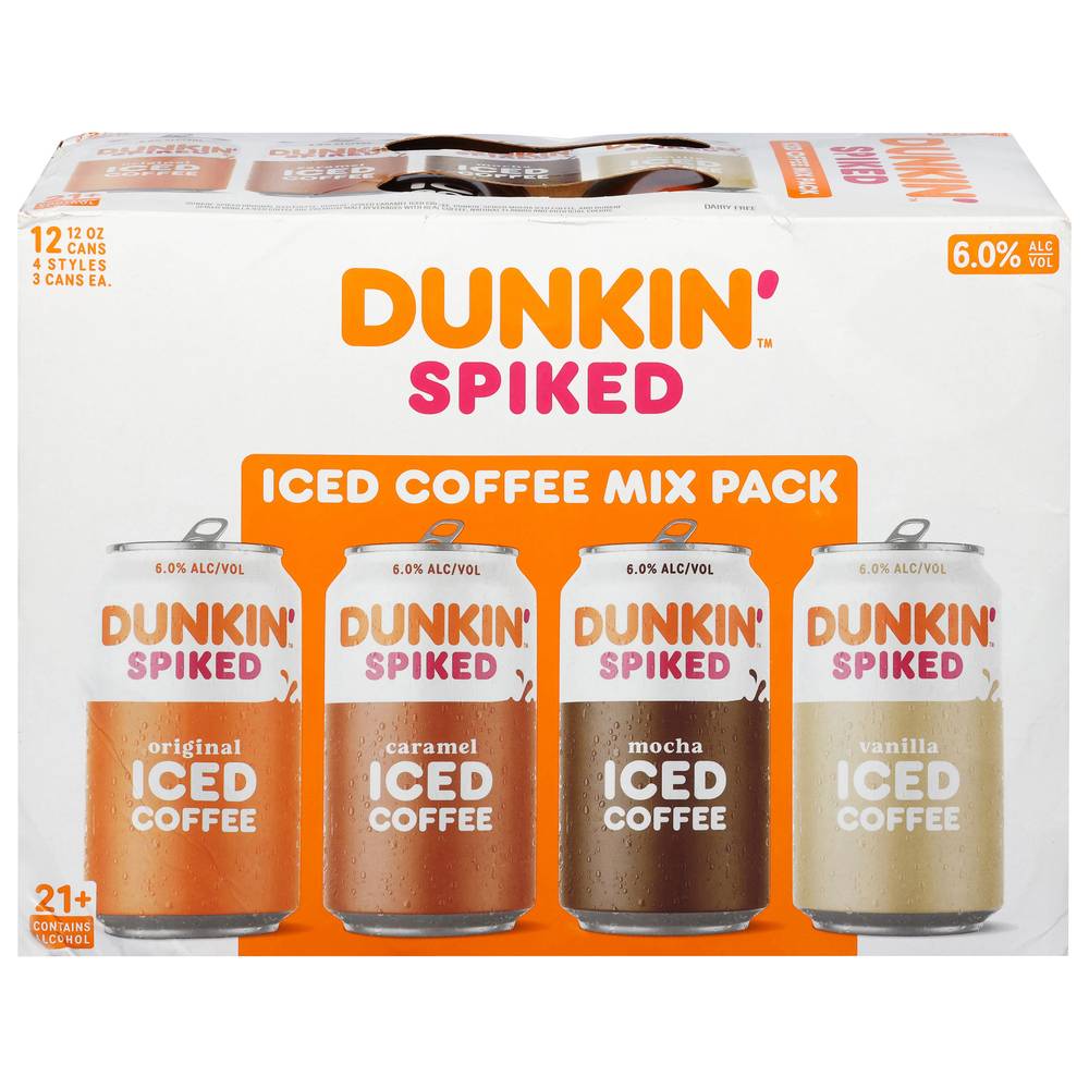 Dunkin' Spiked Iced Coffee Mix pack, Assorted (12 x 355 ml)