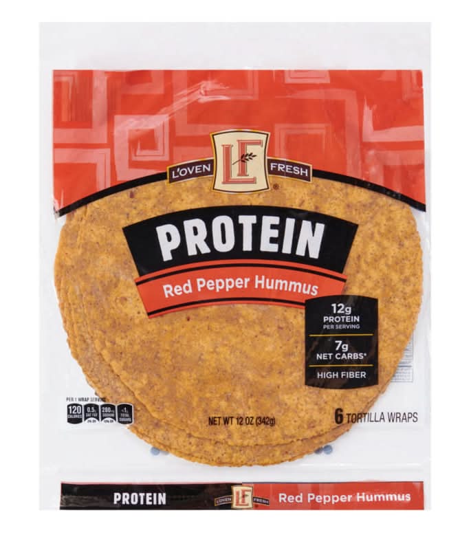 L'oven Fresh Protein Wraps, Red Pepper Hummus (12 oz, 6 ct)