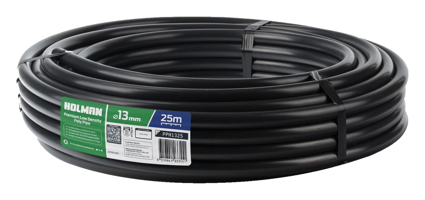 Holman 13mm x 25m Black Poly Pipe