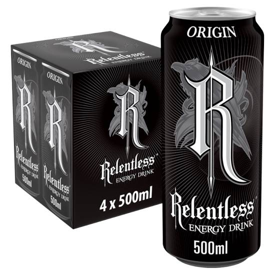 Relentless Origin Carbonated Energy Drink (4 ct, 500 ml)