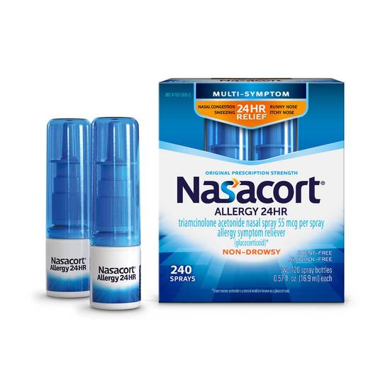 Nasacort 24-Hour Nasal Allergy Spray Multi-Pack (120 Sprays each)