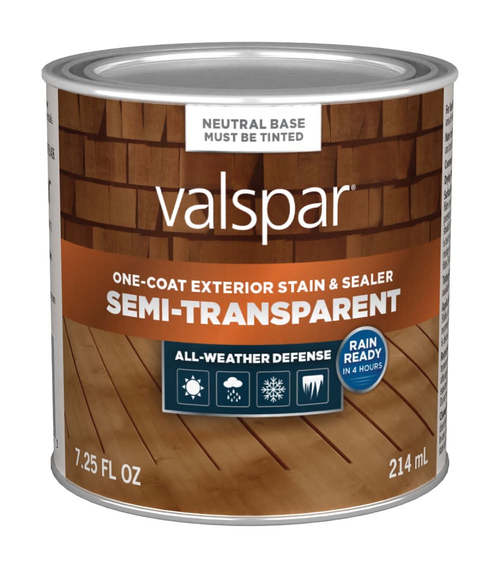 Valspar Neutral Base Semi-transparent Exterior Wood Stain and Sealer in One ( Half-pint )