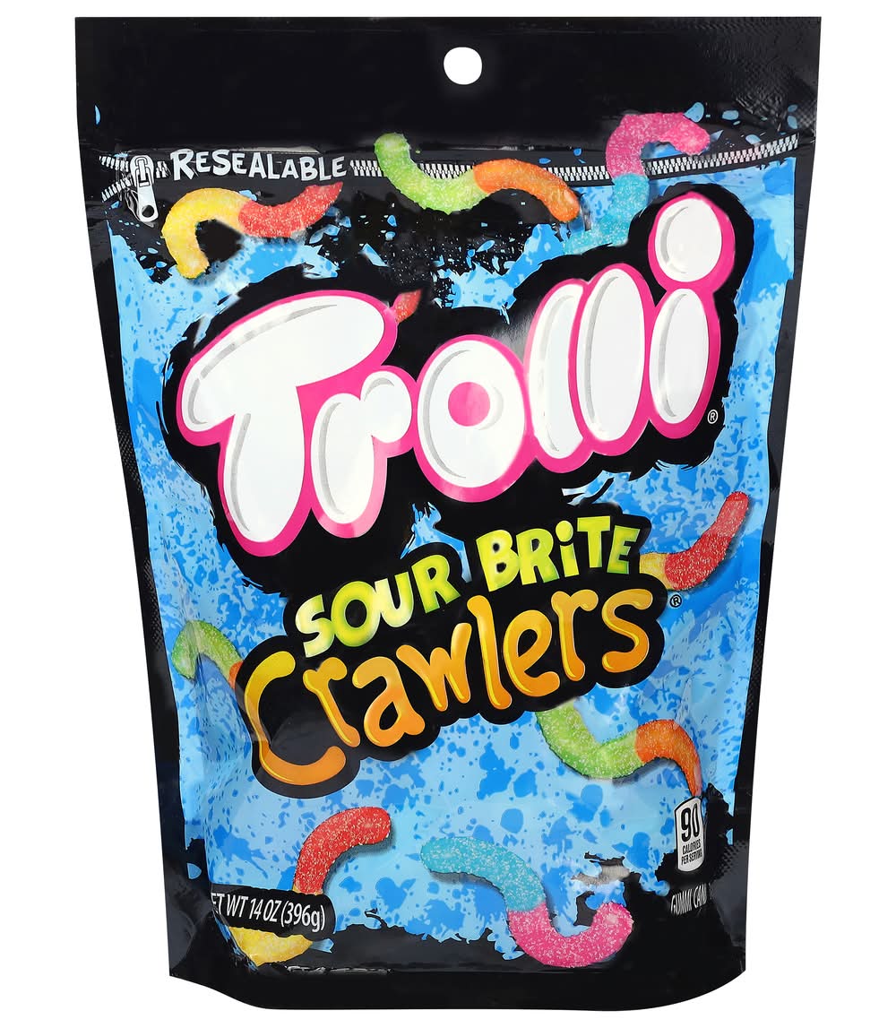 Trolli Sour Brite Crawlers Gummi Candy, Cherry-Lemon-Strawberry-Grape-Orange-Lime (14 oz)