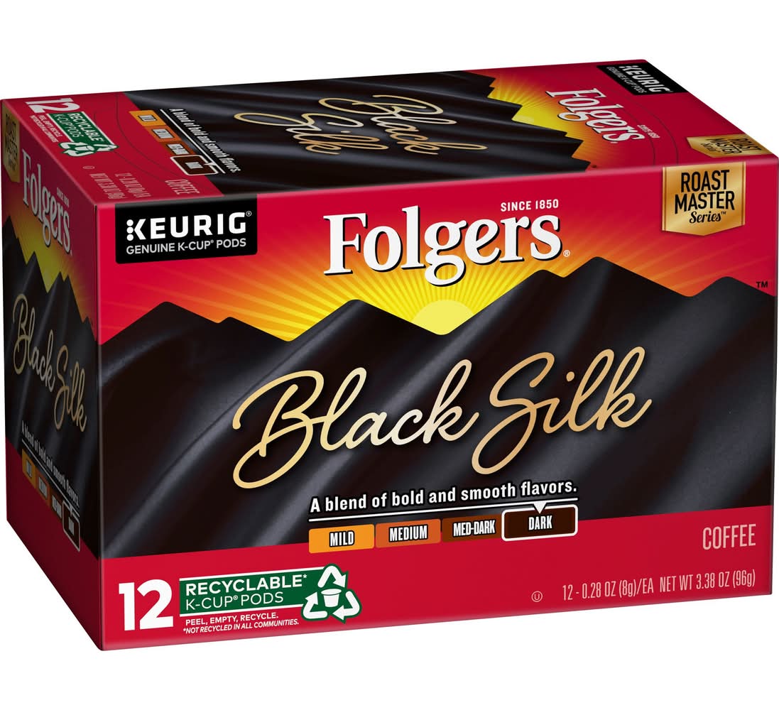 Folgers Keurig Hot Black Silk Dark Roast Coffee K-Cup Pods (3.38 oz)
