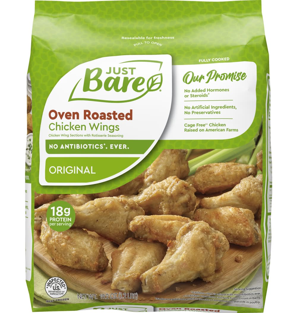 Just Bare Oven Roasted Chicken Wings, Original (19.2 oz)