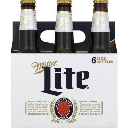 Miller · Lite Domestic American Style Pilsner Beer (6 x 12 fl oz)
