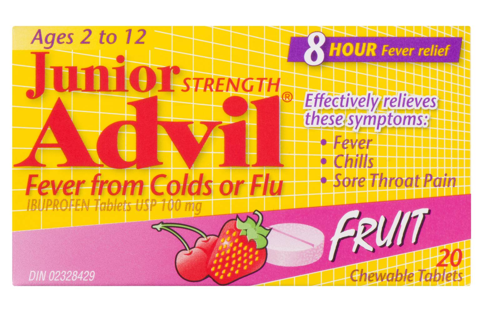 Advil Junior Strength Ibuprofen Fruit Chewable Tablets Usp 100 mg (20 ct)