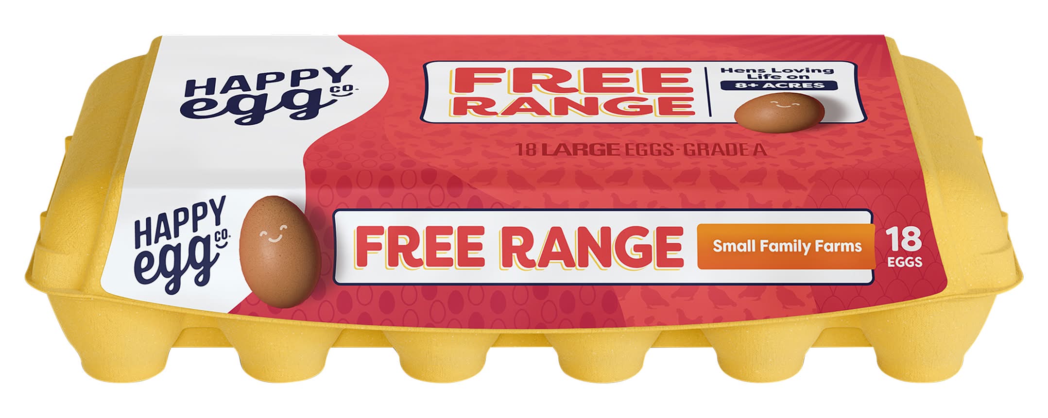 Happy Egg Co. Grade a Free Range Eggs, L, Brown (36 oz, 18 ct)