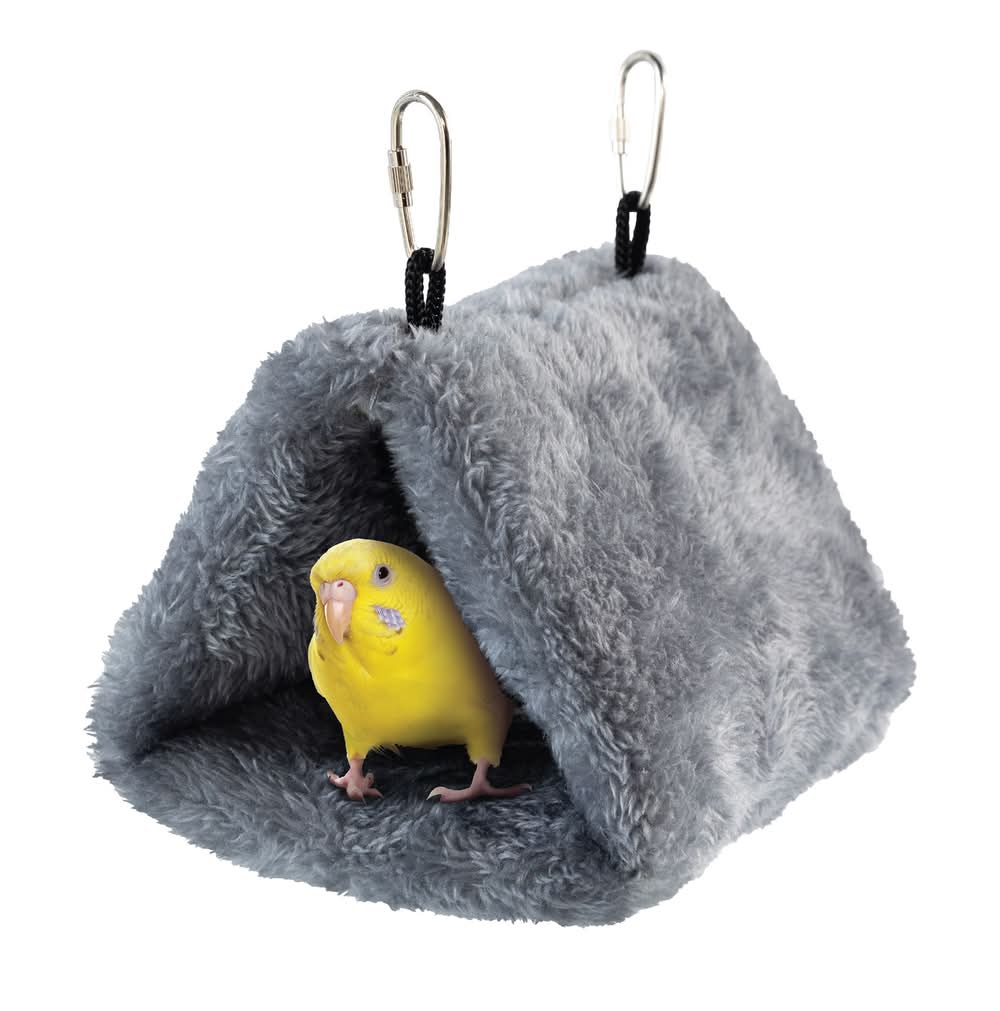 All Living Things® Fuzzy Bird Hut (Color: Grey, Size: Small)
