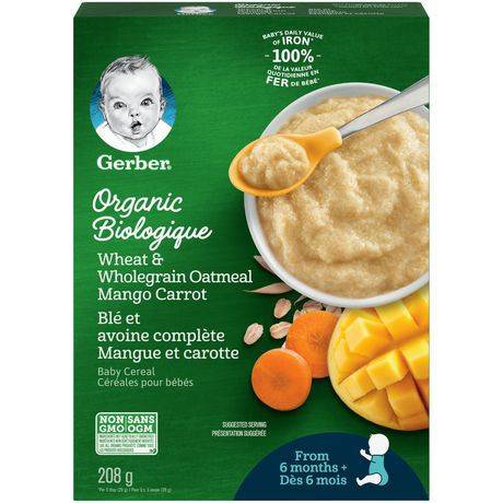 Gerber Wheat & Wholegrain Oatmeal Mango Carrot Cereal (208 g)