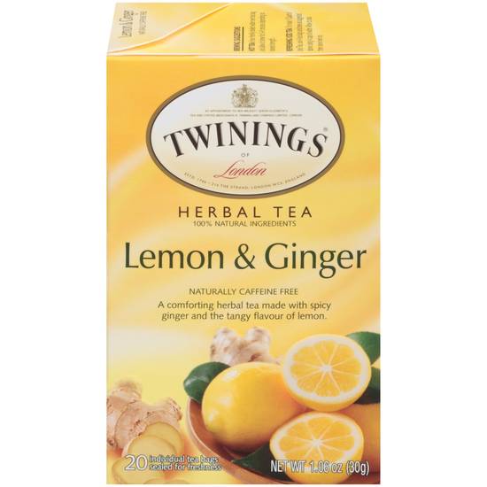 Twinings of London Lemon & Ginger Herbal Tea Bags, 20 CT