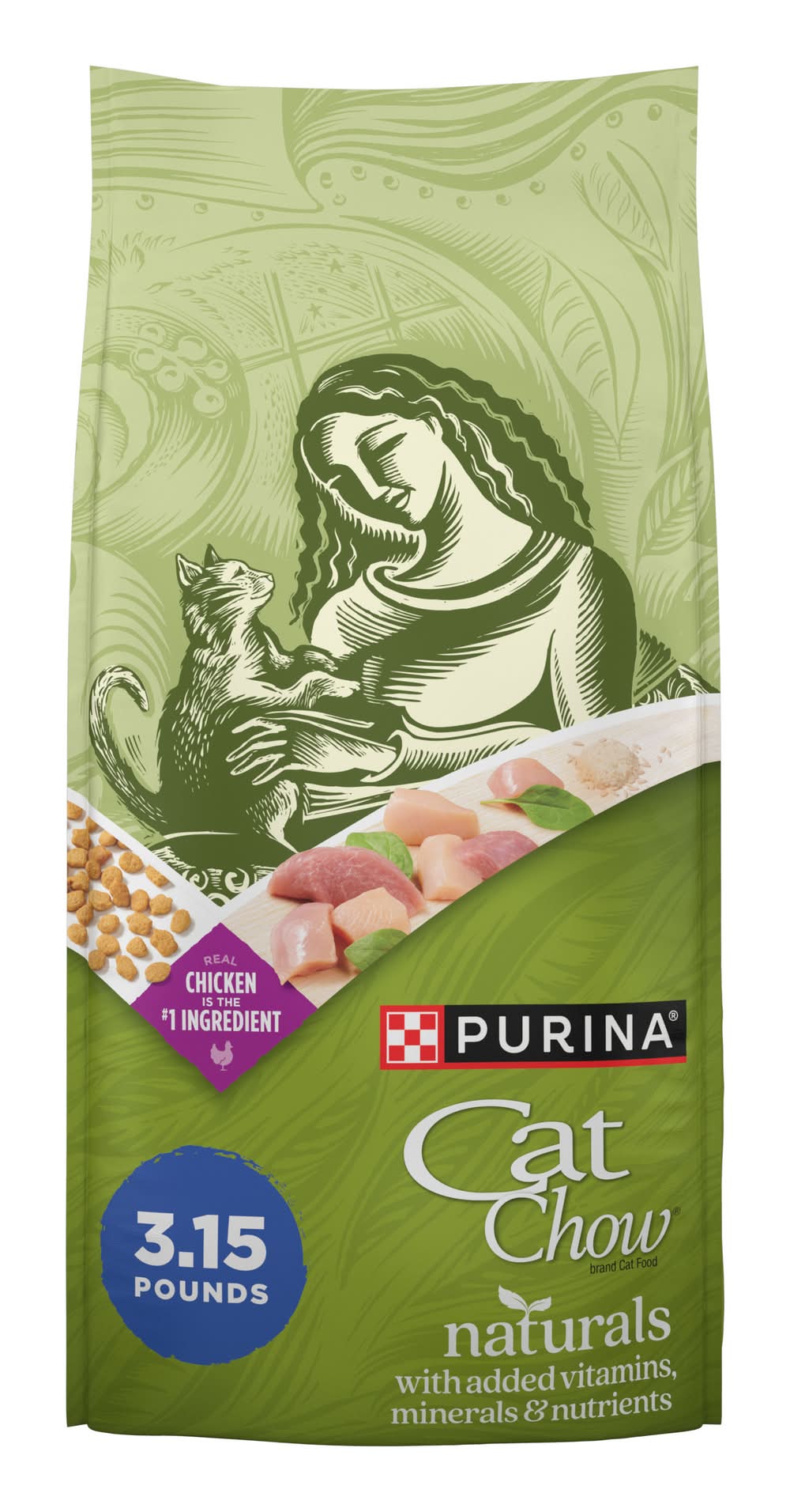 Purina Cat Chow Naturals Indoor Vitamins & Minerals Dry Cat Food, Chicken, Adult (3.15 lbs)