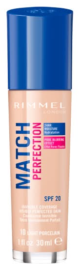 Rimmel London Match Perfection Foundation 010 Light Porcelain Spf 20 (30ml)