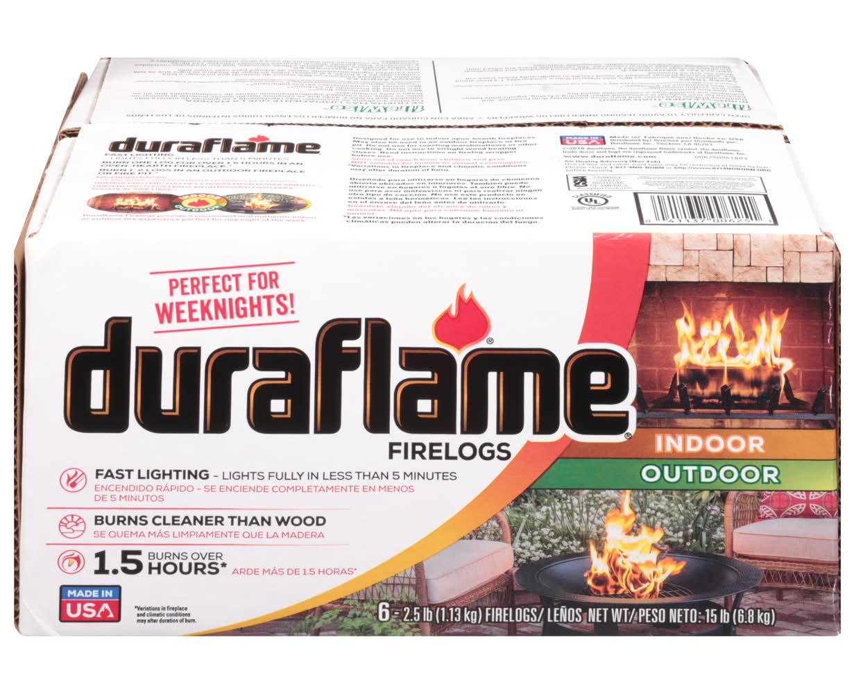 Duraflame Indoor & Outdoor Firelogs (6 x 2.5 lbs)