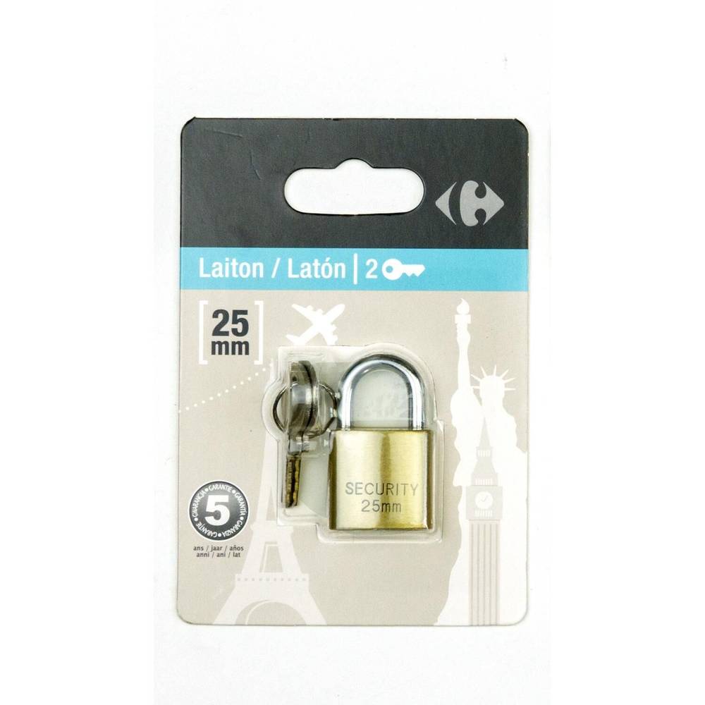 Carrefour - Cadenas laiton avec 2 clés (25 mm)