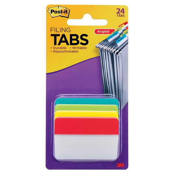 Post-It Wide Angled Filing Tabs, Assorted (24 ct)