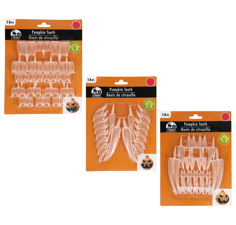 Seasonal Glow in the Dark Halloween Pumpkin Teeth (18 ct)