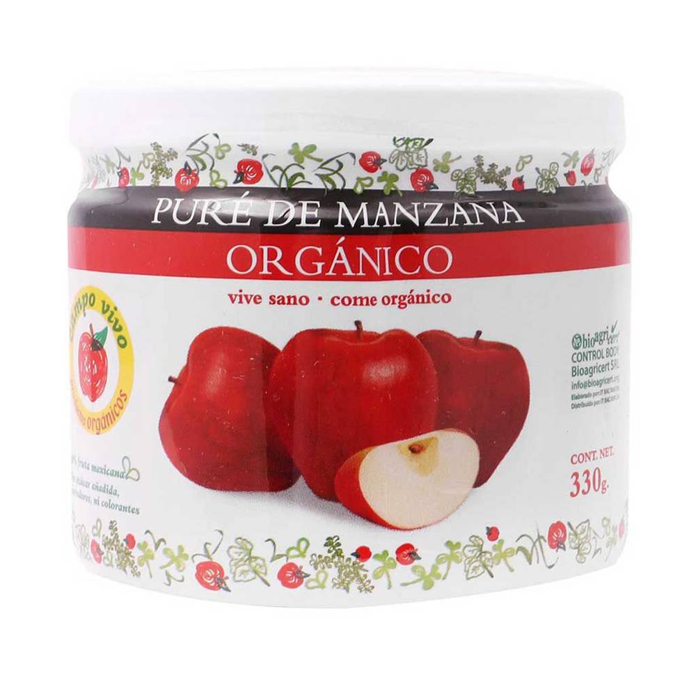 Campo vivo puré de manzana orgánico (frasco 330 g)