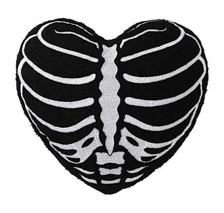 Halloween Skeleton Rib Heart Pillow Skeleton Heart