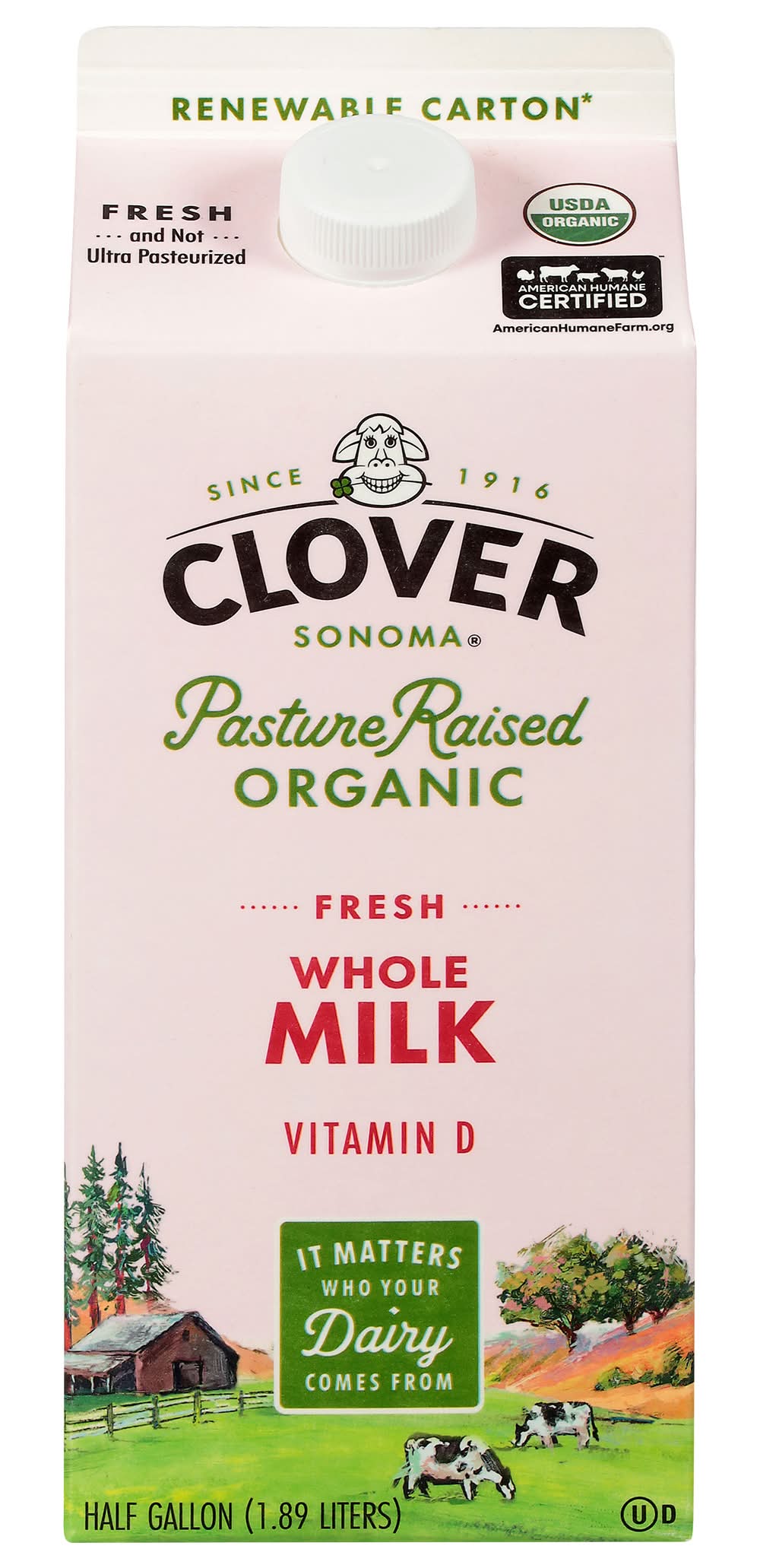 Clover Sonoma Pasture Raised Organic Whole Milk (1.89 L)