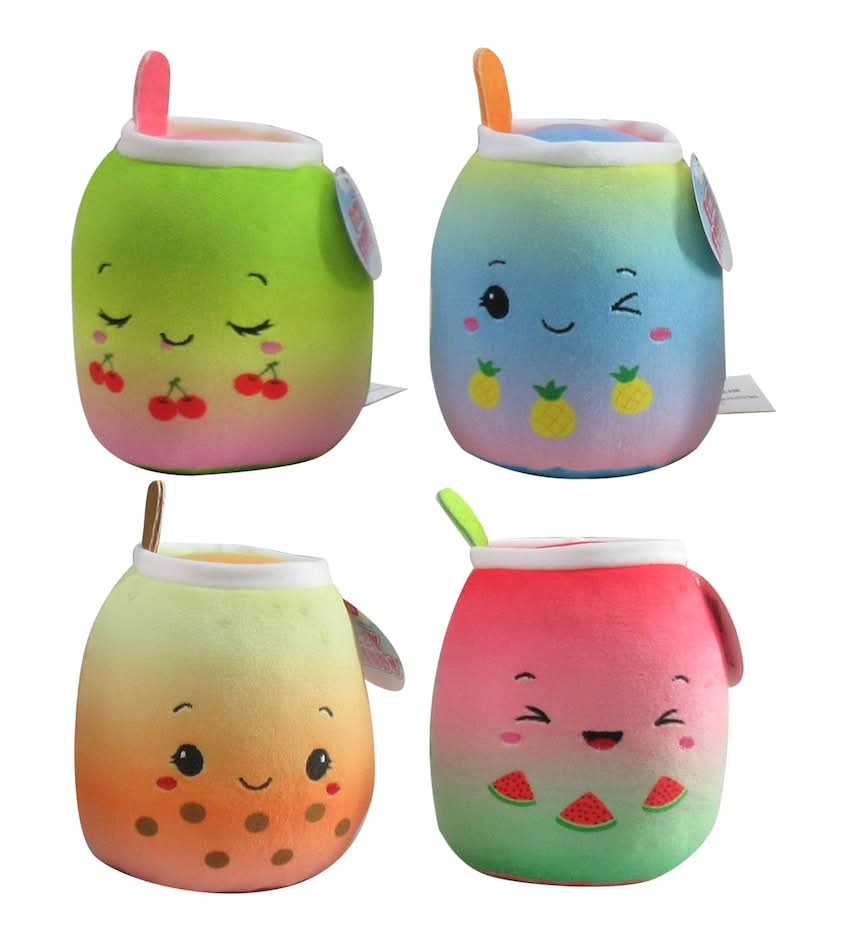 Boba Tea Squishy Plush Toy, Unisex, Assorted (4 ct)