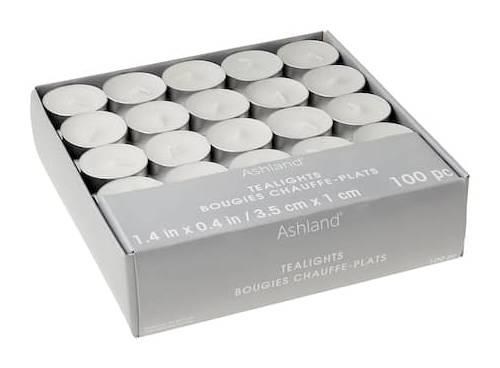 Ashland Tea Lights Candle, 1.4x0.4 in, White (100 ct)