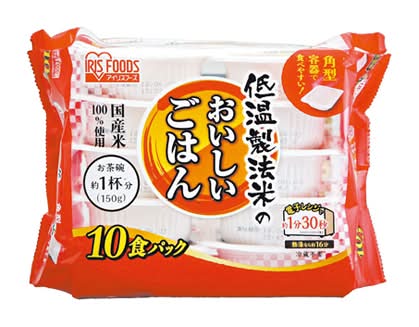 363816:アイリス 低温製法米のパックごはん 国産米角型 150G×10食 / Iris Retort Cooked Rice (Set of 10)