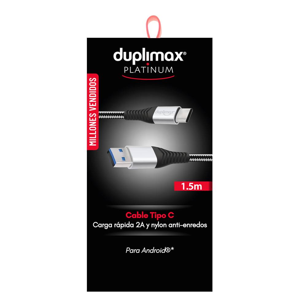 Duplimax cable tipo c de nylon platinum