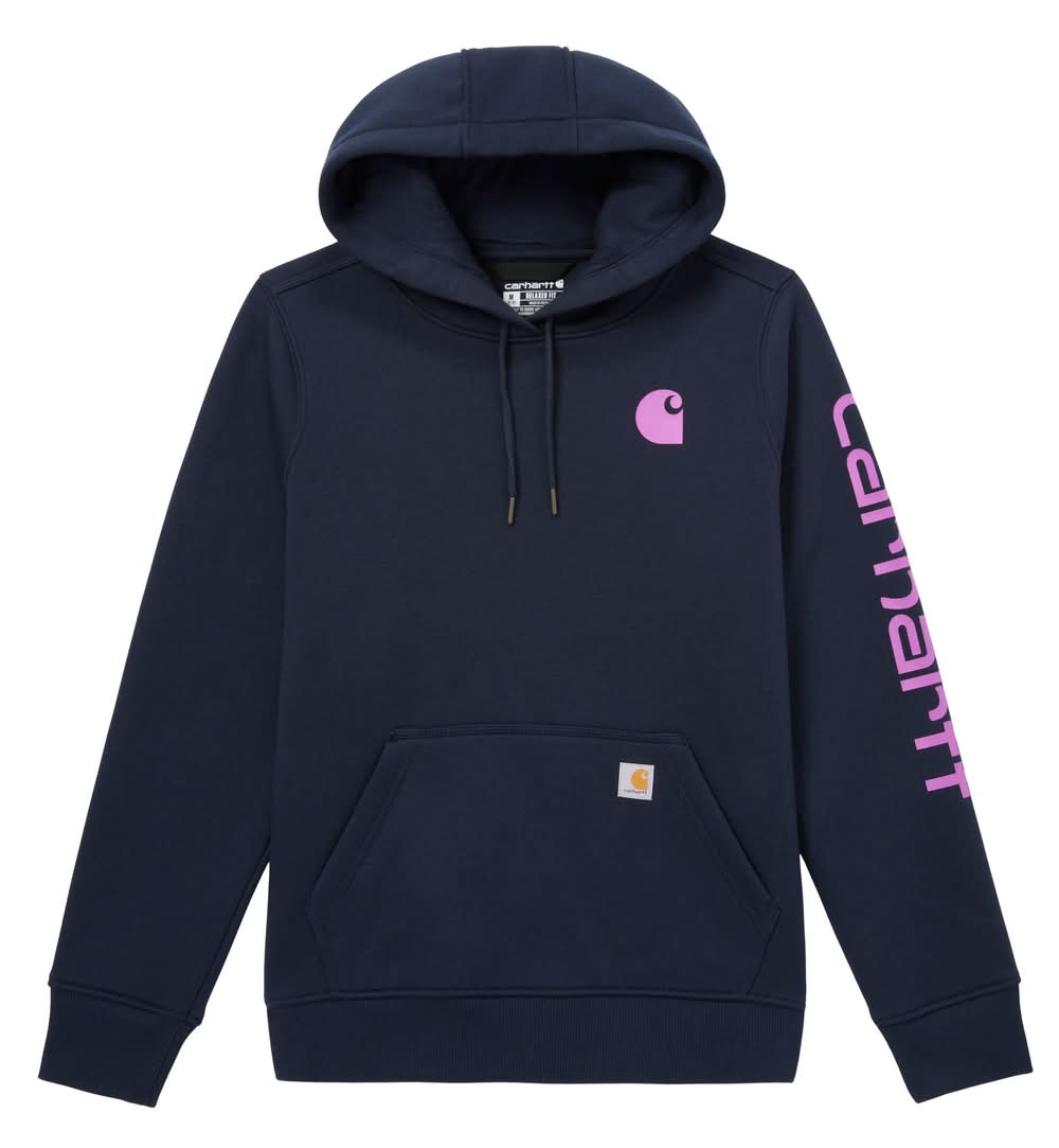 Carhartt Women's Clarksburg Graphic Sleeve Hoodie (Navy/Cherry Bloom, M)
