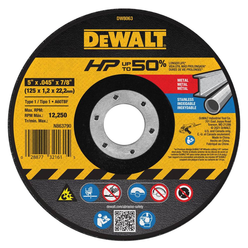 DEWALT 5-in Aluminum Oxide Multi-grade Pack Cut-off Wheel | DW8063  Z