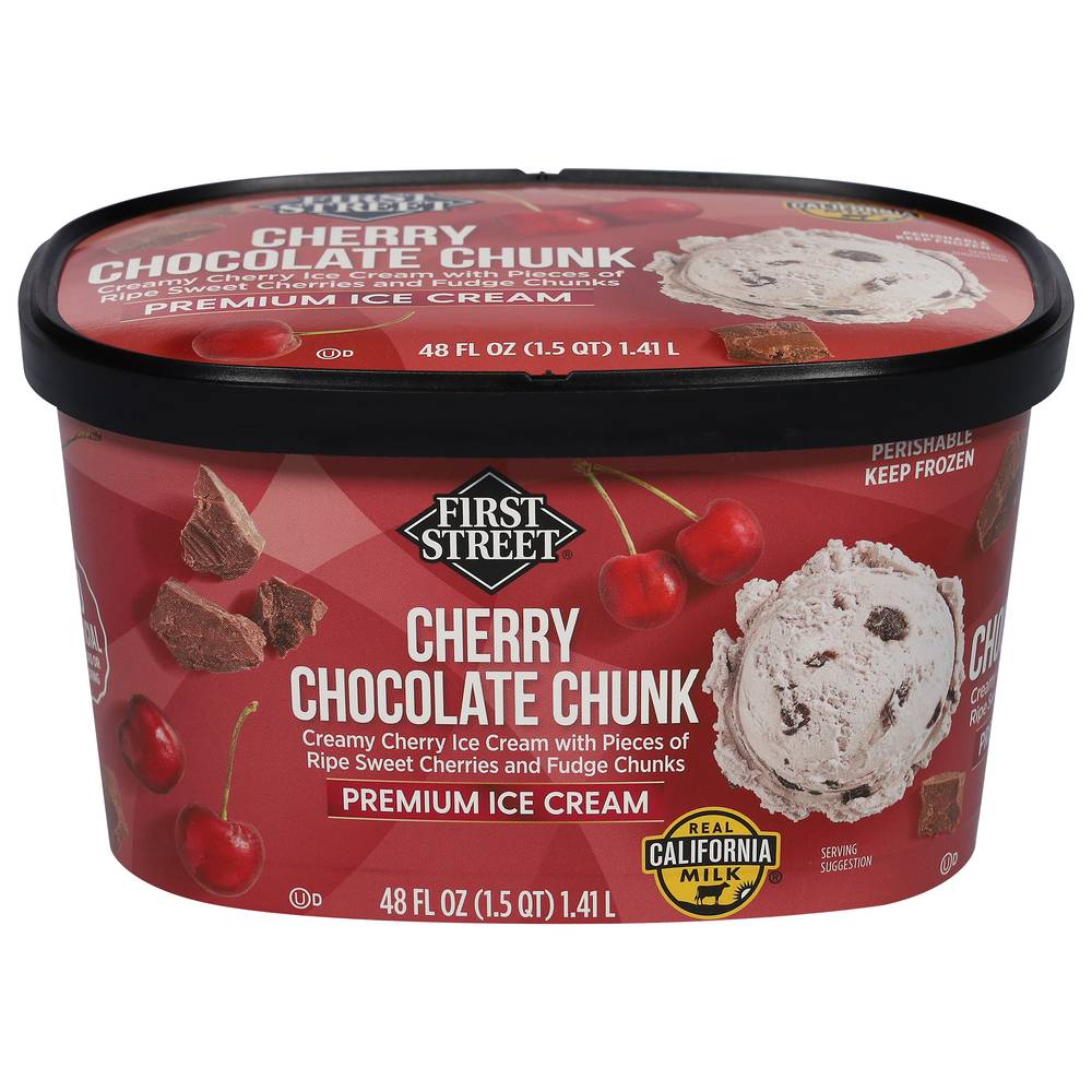First Street Cherry Chocolate Chunk Ice Cream (48 fl oz)