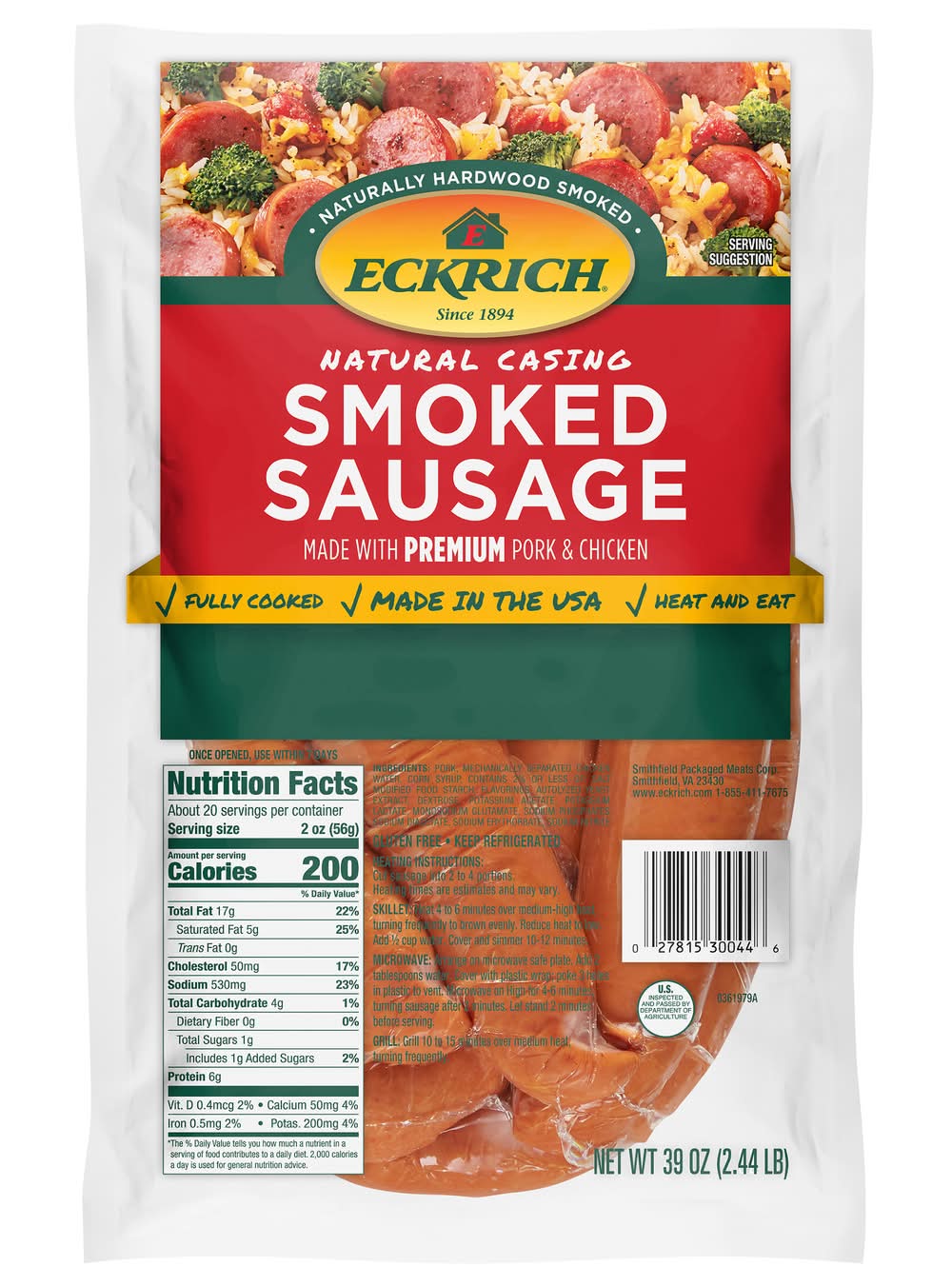 Eckrich Smoked Sausage Family pack (39 oz)
