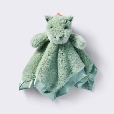 Cloud Island Small Security Blanket Crib Dragon Toy, Green