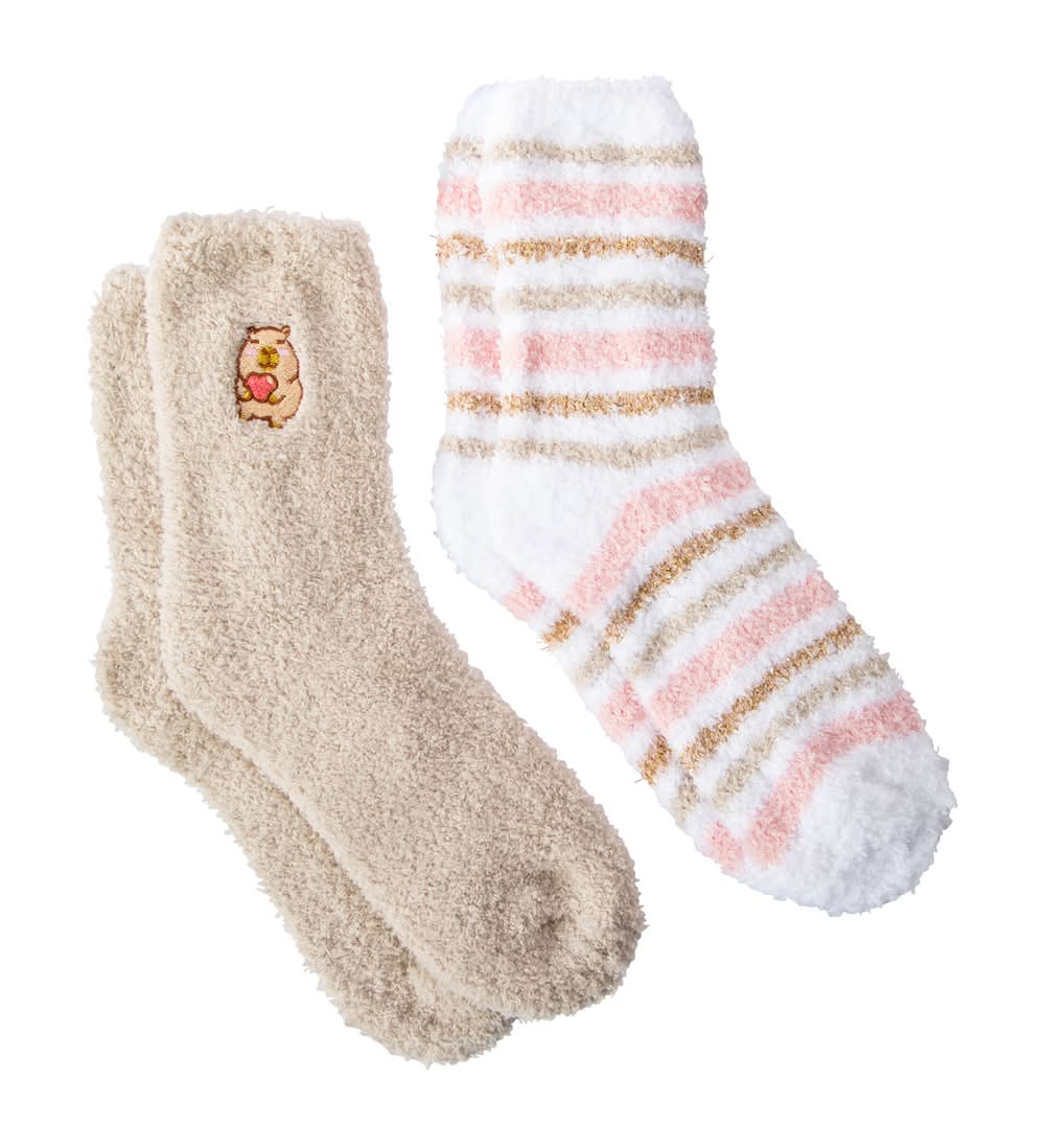 Cozy Crew Socks 2-Pairs Capybara Stripe